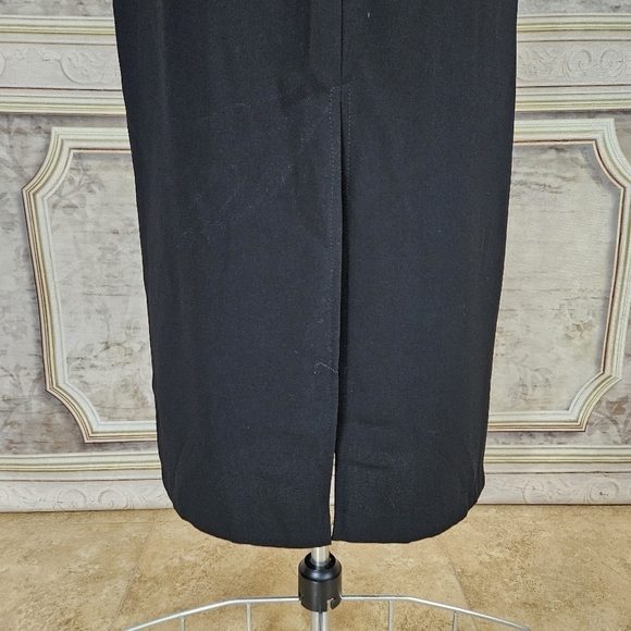 Vintage 1990s Black Maxi Skirt Long Front Slit Classic Office Column Goth 90s - Picture 10 of 14